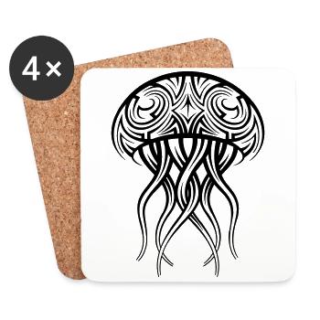Tatouage tribal de méduse - Dessous de verre (lot de 4) - blanc - Devant