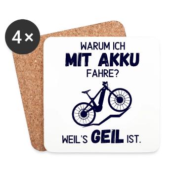 Warum ich mit Akku fahre? - Untersetzer (4er-Set) - Weiß - Vorne