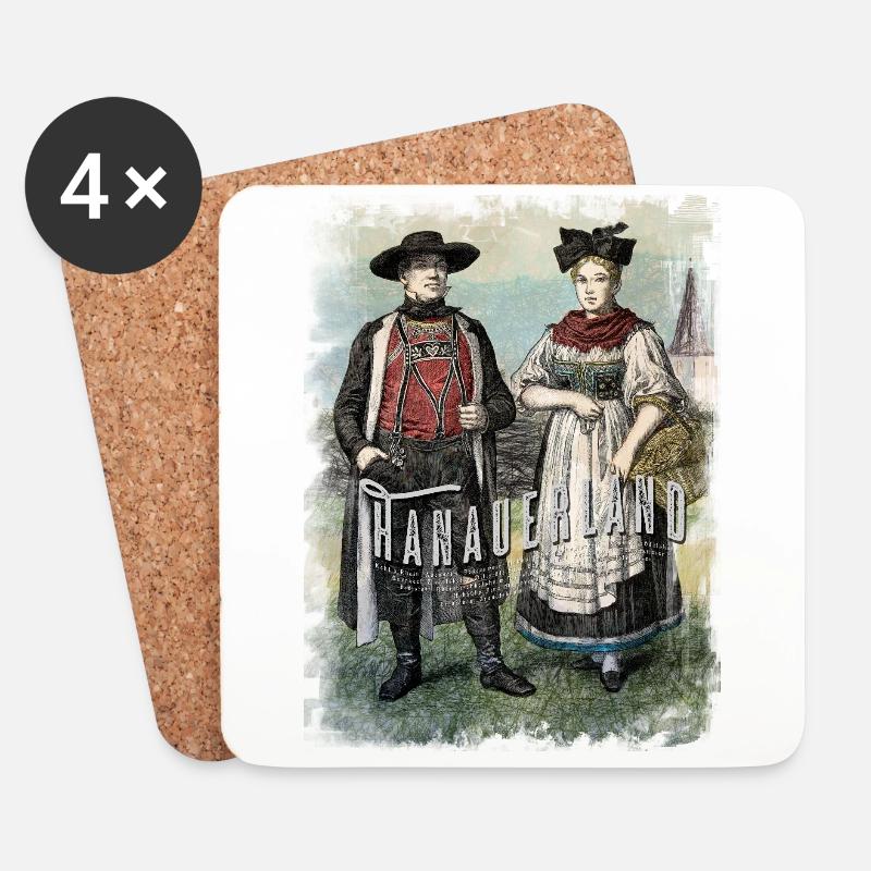 Hanauerland Tracht, Orte, Retro - Untersetzer (4er-Set) - Weiß