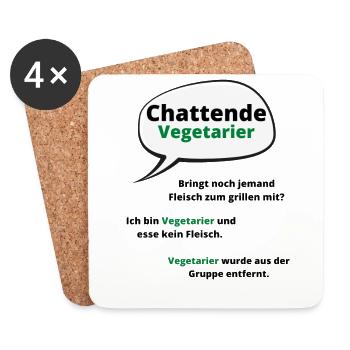 Vegetarierer lustiger Chat - Untersetzer (4er-Set) - Weiß - Vorne