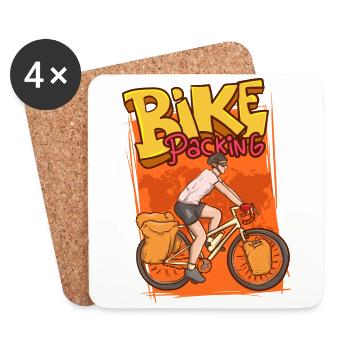 bike packing.bicycle tour adventure with panier - Coasters (set of 4) - white - Front