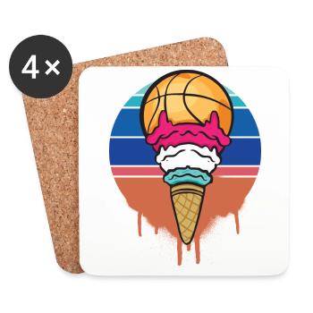 Basketball Ice Cream - Coasters (set of 4) - white - Front