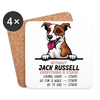 Ohne Jack Russell ist alles doof - Untersetzer (4er-Set) - Weiß - Vorne