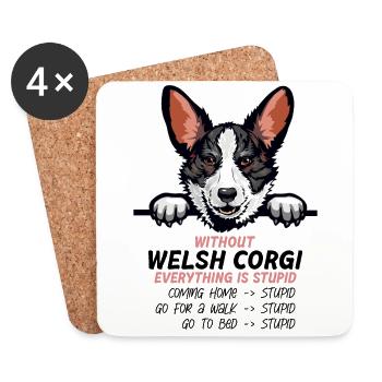 Ohne Welsh Corgi ist alles doof - Untersetzer (4er-Set) - Weiß - Vorne