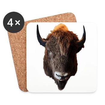 Der Bison wird auch Büffel genannt - Untersetzer (4er-Set) - Weiß - Vorne