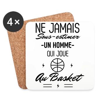 Ne jamais Sous estimer un Homme qui joue au Basket - Dessous de verre (lot de 4) - blanc - Devant