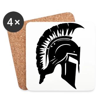 Spartan Helmet Gladiator Sparta - Coasters (set of 4) - white - Front