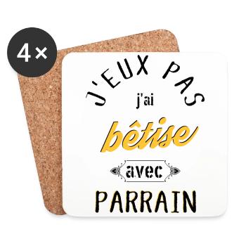 J Peux Pas j ai Bêtise avec parrain - Dessous de verre (lot de 4) - blanc - Devant