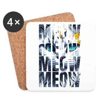 Meow Meow Meow Cat Design - Coasters (set of 4) - white - Front