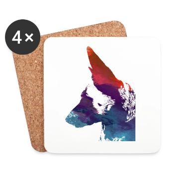 malinois,schäferhund,hund,graffiti - Untersetzer (4er-Set) - Weiß - Vorne