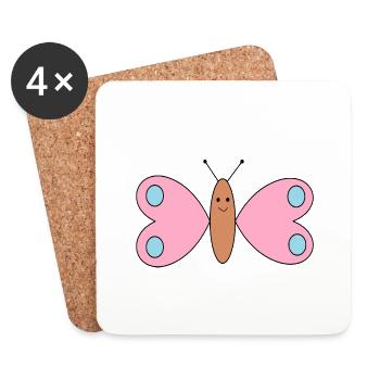 Niedlicher Schmetterling rosa/blau - Geschenkidee - Untersetzer (4er-Set) - Weiß - Vorne