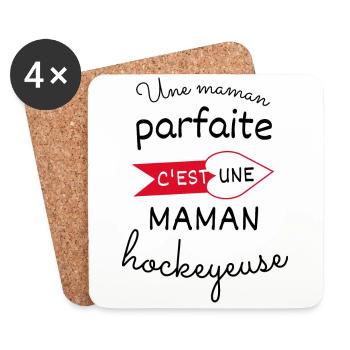 Une maman parfaite c'est une maman hockeyeuse - Dessous de verre (lot de 4) - blanc - Devant