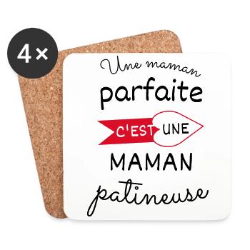 Une maman parfaite c est une maman patineuse - Dessous de verre (lot de 4) - blanc - Devant