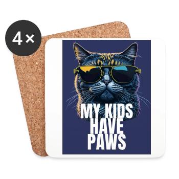 Conception de maman chat - Dessous de verre (lot de 4) - blanc - Devant