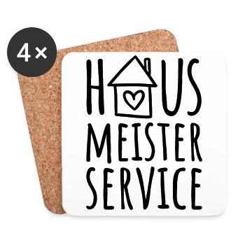 Hausmeisterservice - Haus - Hausmeister Service - Untersetzer (4er-Set) - Weiß - Vorne