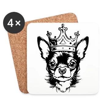 Chihuahua Crown Dog - Coasters (set of 4) - white - Front
