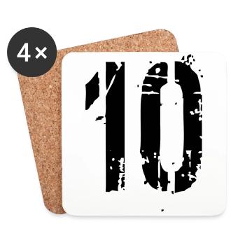 10 Zahl 10 Jahre - Untersetzer (4er-Set) - Weiß - Vorne