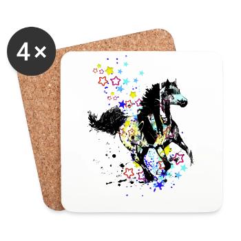 pferd,malerei,bunt, pferde,graffiti,Sterne - Untersetzer (4er-Set) - Weiß - Vorne