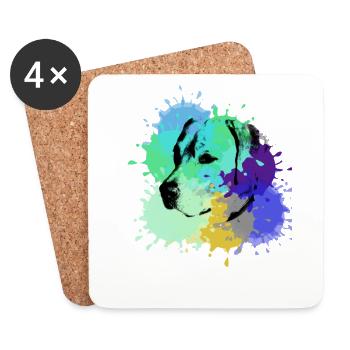 Labrador, Golden Retriever,Aquarell, malerei - Untersetzer (4er-Set) - Weiß - Vorne