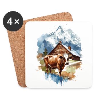 Zermatt, Matterhorn, Matterhorn mountain, hiker - Coasters (set of 4) - white - Front