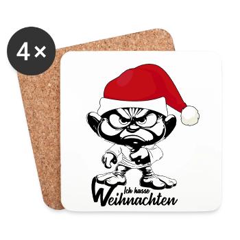 Ich hasse Weihnachten Gnome xmas - Untersetzer (4er-Set) - Weiß - Vorne