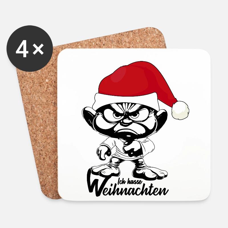 Ich hasse Weihnachten Gnome xmas - Untersetzer (4er-Set) - Weiß