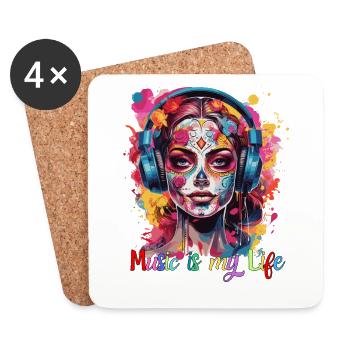 Music is my Life - Untersetzer (4er-Set) - Weiß - Vorne
