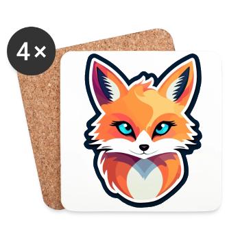Dessin de renard - Dessous de verre (lot de 4) - blanc - Devant