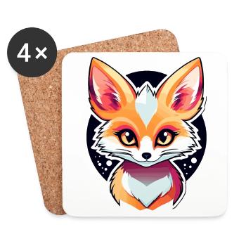 Wüstenfuchs Fennek Zeichnung - Untersetzer (4er-Set) - Weiß - Vorne