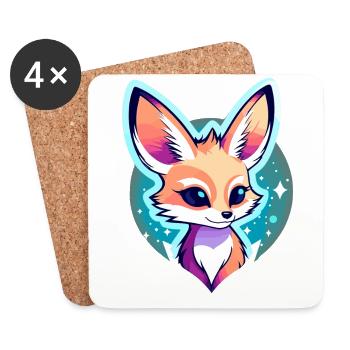 Desert Fox Fennec Drawing - Coasters (set of 4) - white - Front