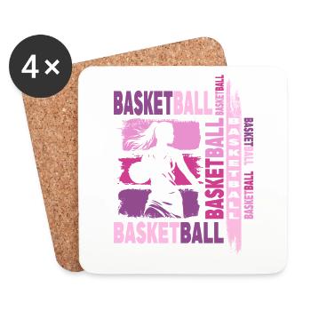 basket-ball femme basketteur joueur de basket-ball - Dessous de verre (lot de 4) - blanc - Devant