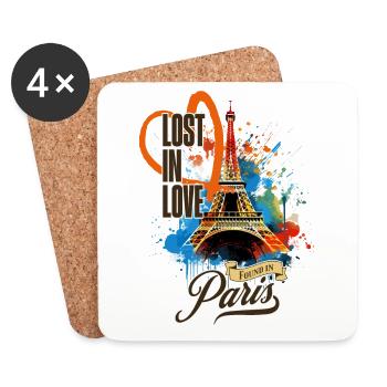 Paris Eiffelturm Frankreich Stadt Skyline Kunst - Untersetzer (4er-Set) - Weiß - Vorne
