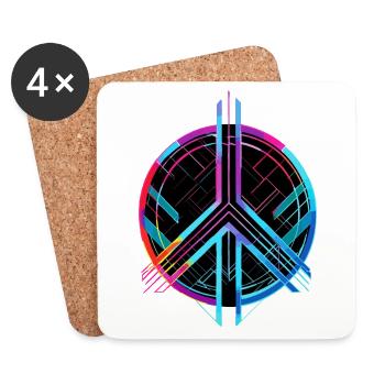 Peace Sign Peace Colorful Neon Against War Love - Coasters (set of 4) - white - Front