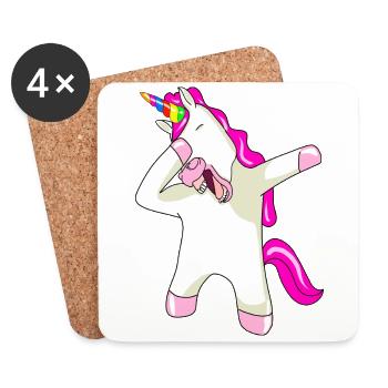 Einhorn Dab Dabbing Unicorn - Untersetzer (4er-Set) - Weiß - Vorne