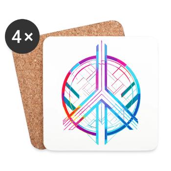 Peace Sign Peace Colorful Neon Against War Love - Coasters (set of 4) - white - Front