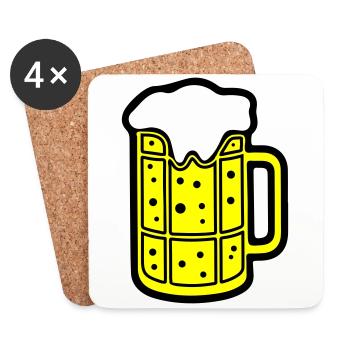 Chope de bière symbole de bière Cheers - Dessous de verre (lot de 4) - blanc - Devant