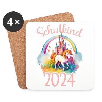 Écolier 2024 Licorne École Élève - Dessous de verre (lot de 4) - blanc - Devant