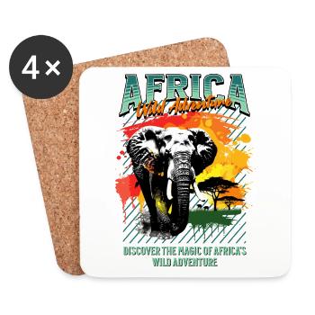 Africa Elephant Nature Adventure Wilderness Safari - Coasters (set of 4) - white - Front