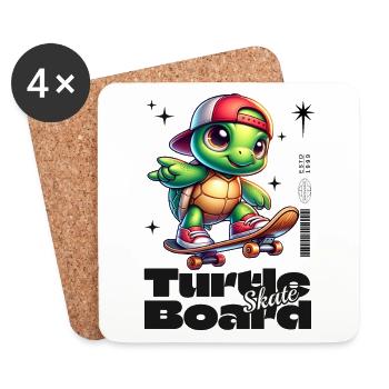 Turtle Skateboard Schildkröte - Untersetzer (4er-Set) - Weiß - Vorne