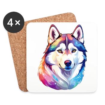 Siberian Husky Watercolors - Coasters (set of 4) - white - Front