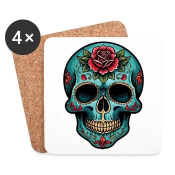 Totenkopf Neo Traditional - Untersetzer (4er-Set) - Weiß - Vorne