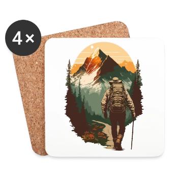 Hiking Mountain Mountains Mountaineering Climbing Nature - Coasters (set of 4) - white - Front