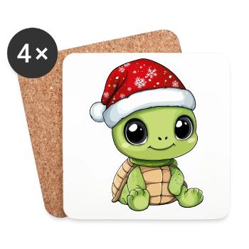 Tortue Noël Mignon Noël mignon - Dessous de verre (lot de 4) - blanc - Devant