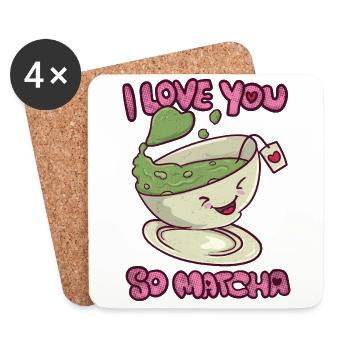 Ich liebe dich so Matcha Kawaii Schatz Valentinstag - Untersetzer (4er-Set) - Weiß - Vorne