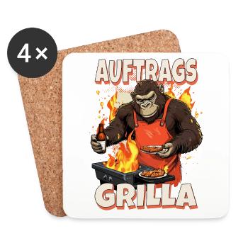 Grilling Grilla Griller Gorilla BBQ Saying Funny - Coasters (set of 4) - white - Front