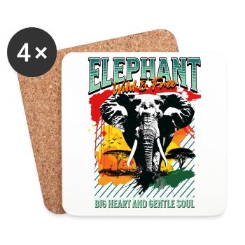 Éléphant Afrique Safari Nature sauvage Aquarelle Art - Dessous de verre (lot de 4) - blanc - Devant