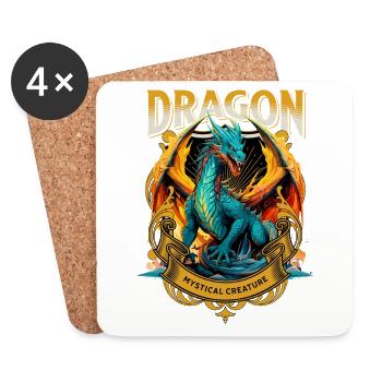 Dragon Fantasy Magic Mysticism Mythology Creature - Coasters (set of 4) - white - Front