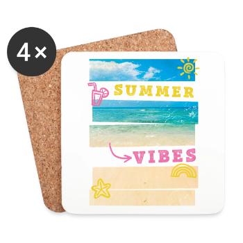 Sommer Strand Meer Palmen Urlaub Summer Vibes - Untersetzer (4er-Set) - Weiß - Vorne