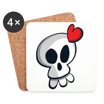 TETE DE MORT - Dessous de verre (lot de 4) - blanc - Devant
