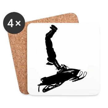 Motoneige pilote Stunts - Dessous de verre (lot de 4) - blanc - Devant